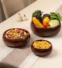 Set of 3 Mrida Serving Bowl Set Handcrafted Acacia Wood Bowls
