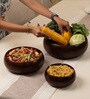 Set of 3 Mrida Serving Bowl Set Handcrafted Acacia Wood Bowls