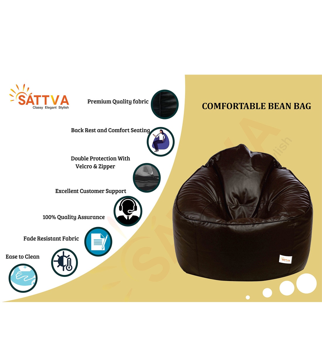 Buy Mudda XXXL Bean Bag with Beans in Royal Blue Colour by Sattva