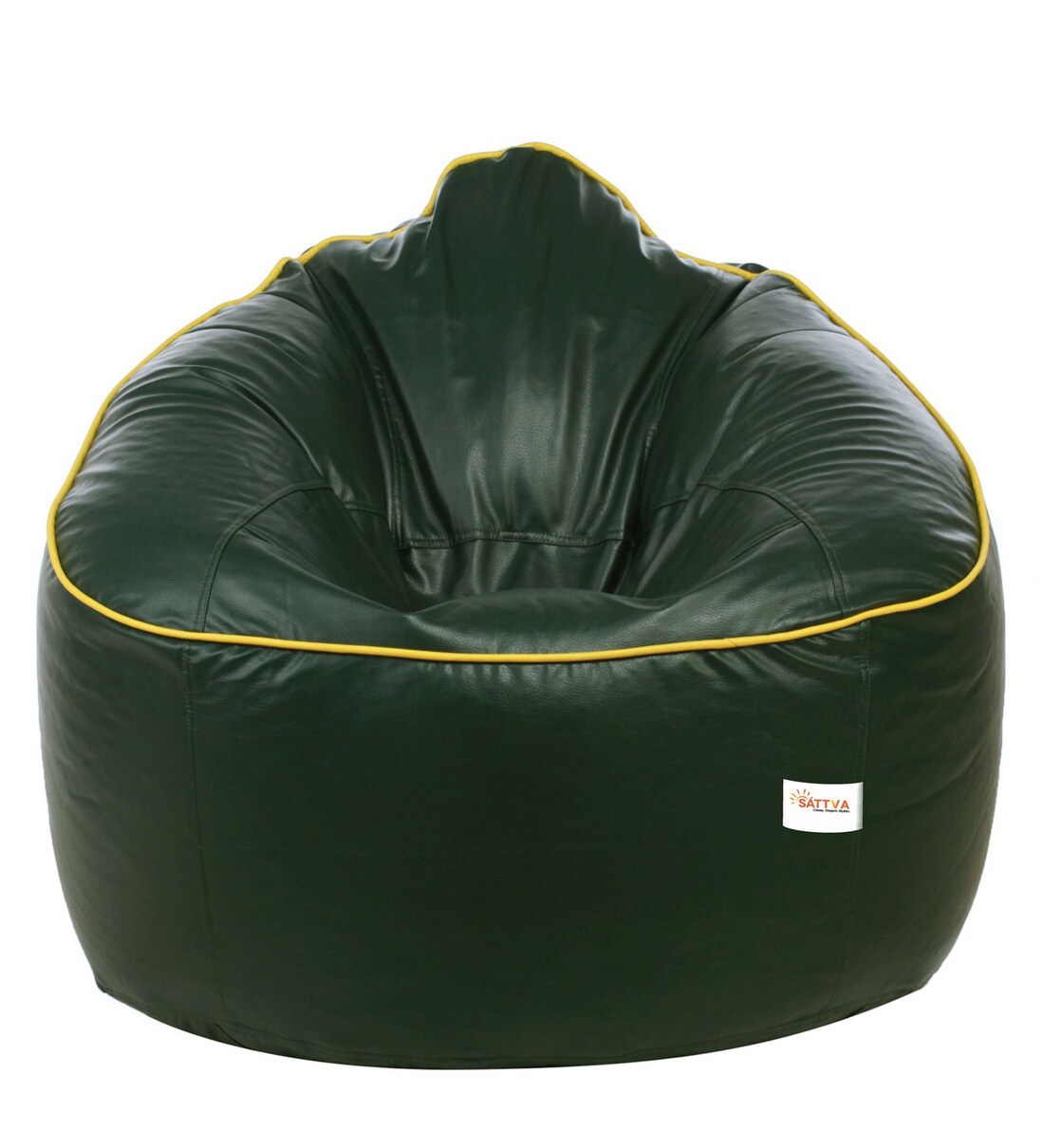 Buy Muddha XXXL Bean Bag with Beans in Dark Green Colour with Yellow