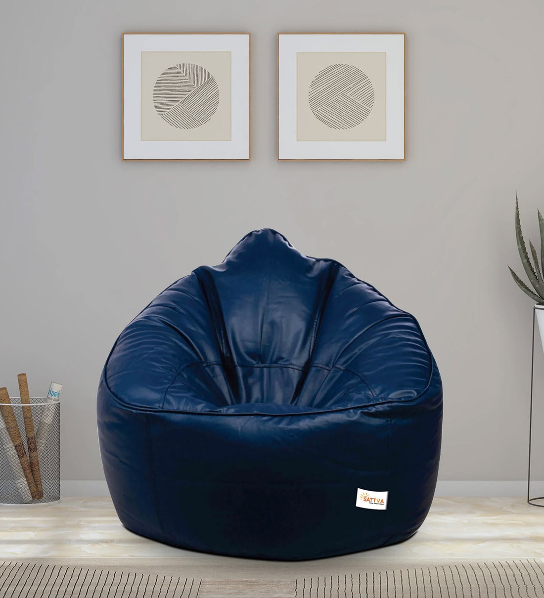 Buy Classic XXL Leatherette Bean Bag with Beans in Jet Black Colour at 35%  OFF by Sattva