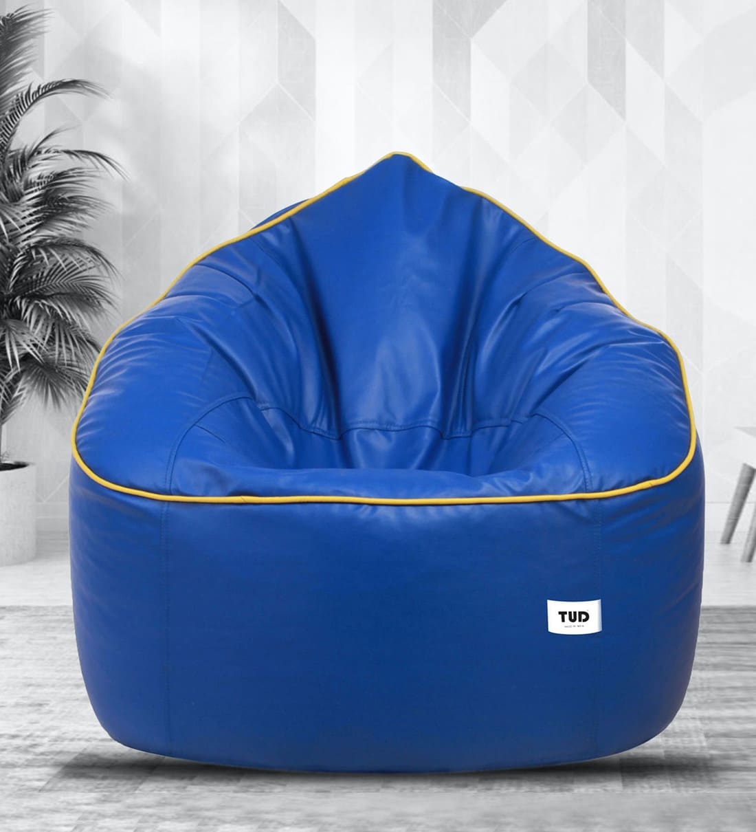 Buy Muddha XXXL Sofa Bean Bag Cover in Royal Blue Colour With Yellow