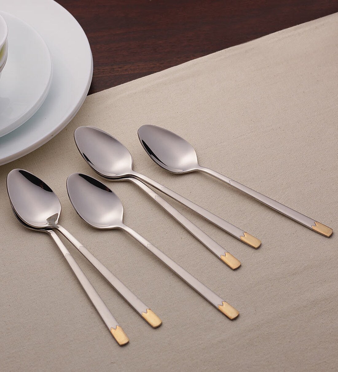 Buy Stainless Steel Dinner Spoons Set of 6 by Mullich Online Spoons