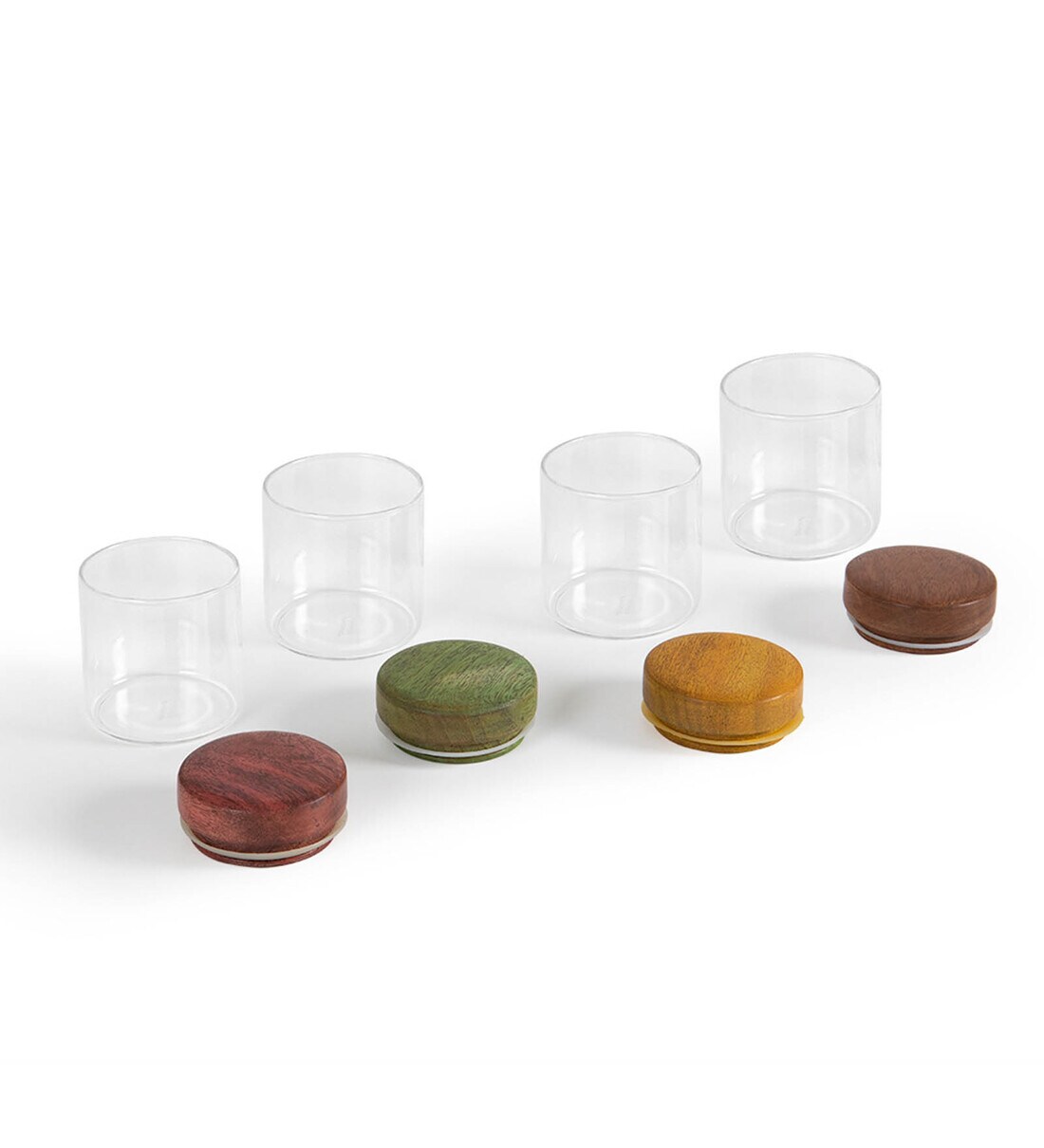 Glass Jar With Wooden Lid Set of 4 - Ellementry