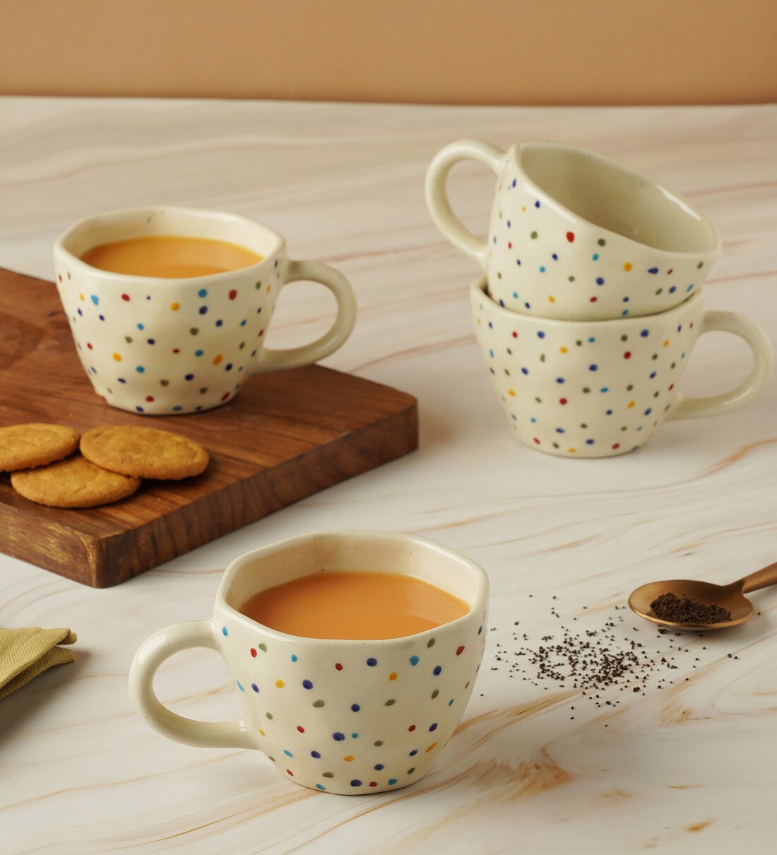 Buy Glow 210ml Multicolor (Set of 4) Ceramic Tea Cup Online Tea Cup