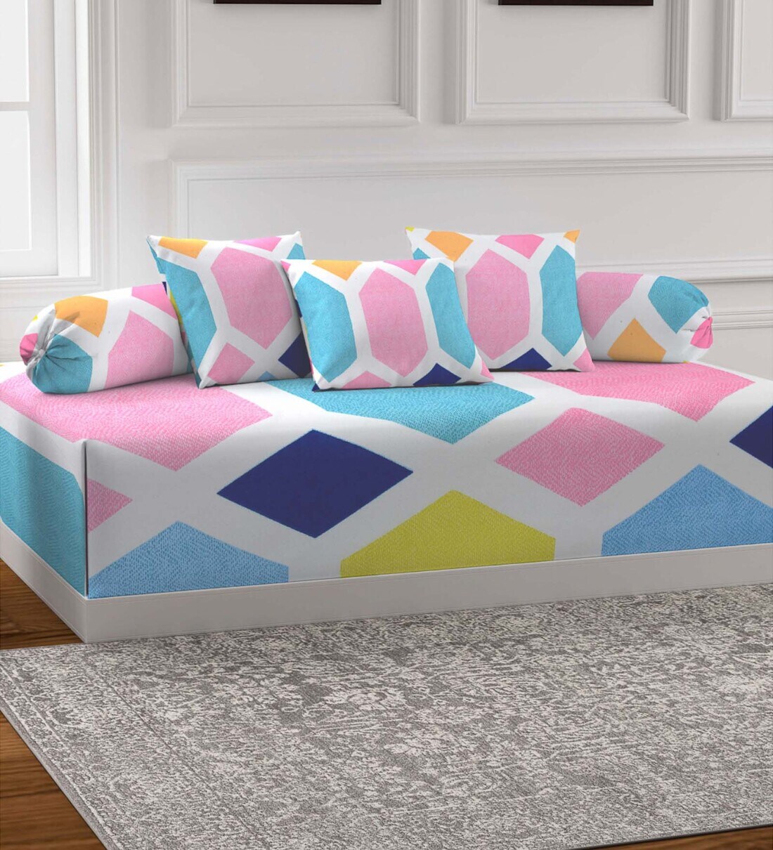 Buy Multicolor Patterned 300 TC Poly Cotton (Set of 6) Diwan Sets at 66