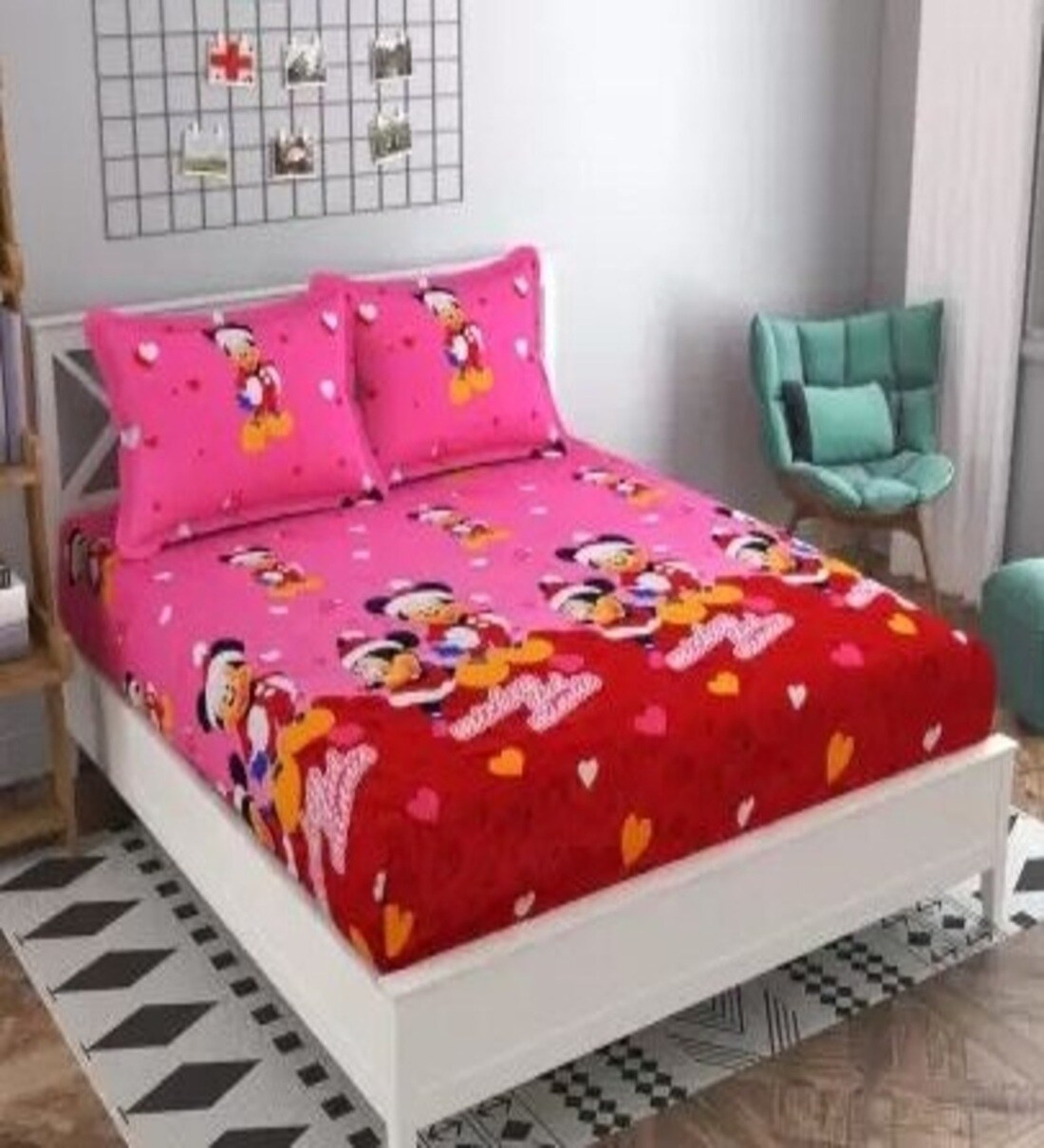 Buy Multicolor Abstract 190 TC Cotton Queen Sized Bed Sheets with 2