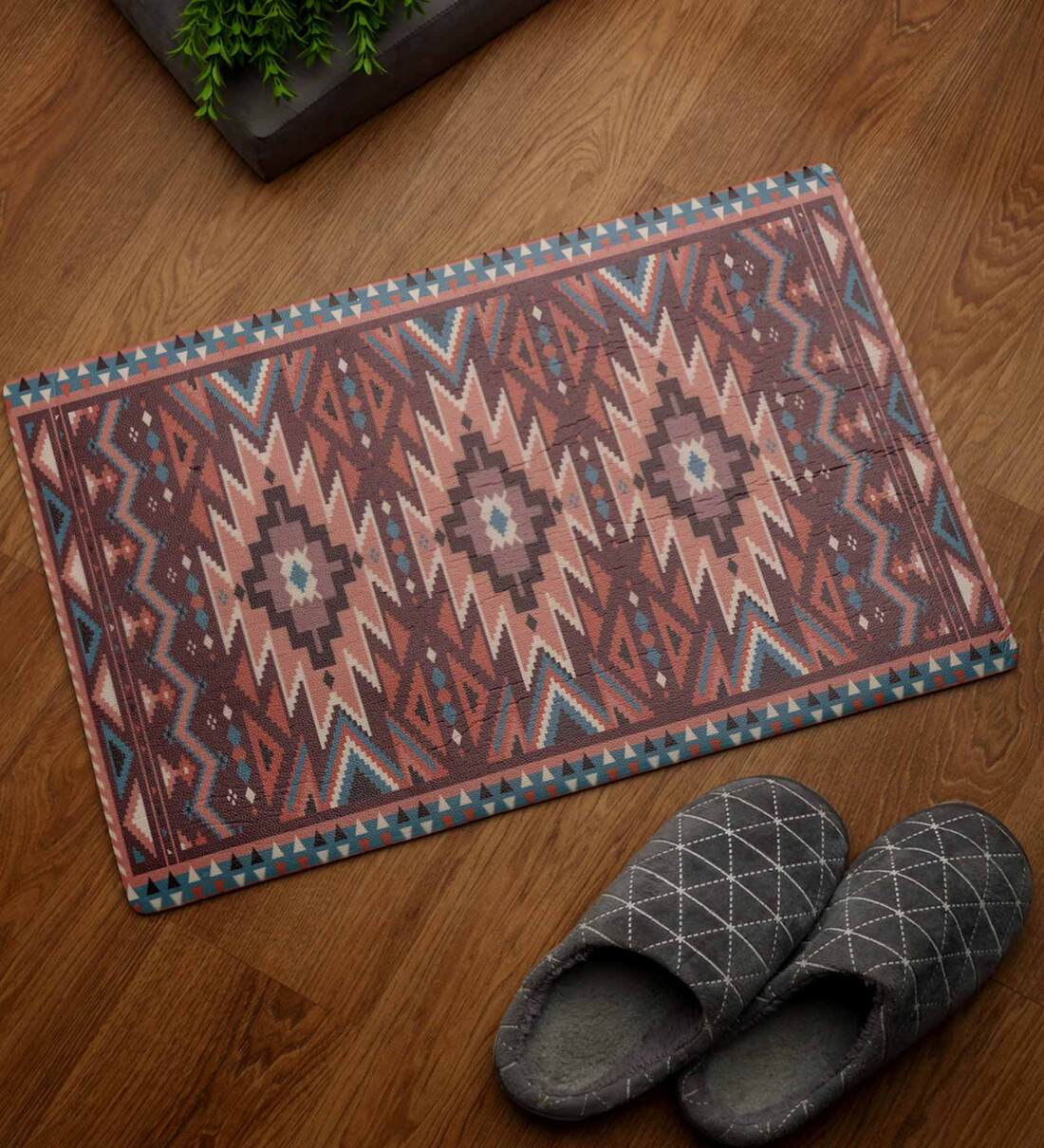 Buy Multicolor Traditional PVC 16x24 Inches AntiSkid Door Mat By Hosta
