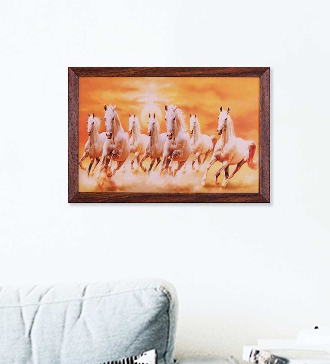 Buy Multicolor Beautifully Printed Wood Seven Horse Framed Art Print By Skey Online Wildlife Art Prints Art