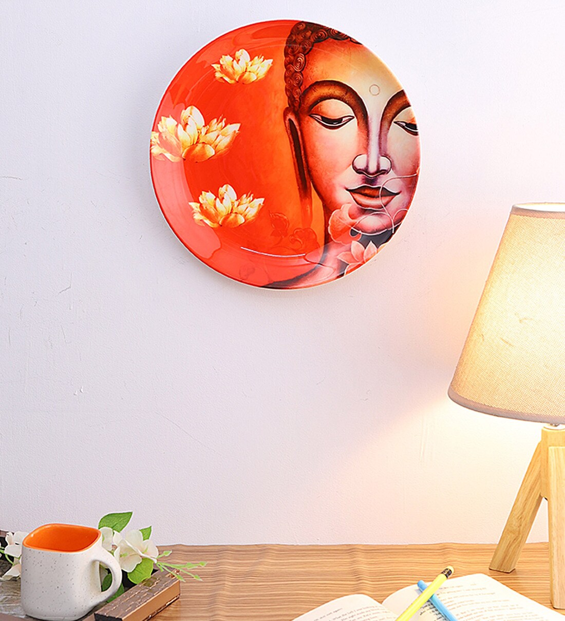 Buy Multicolor Ceramic Buddha Decorative Plate by M K Enterprise Online