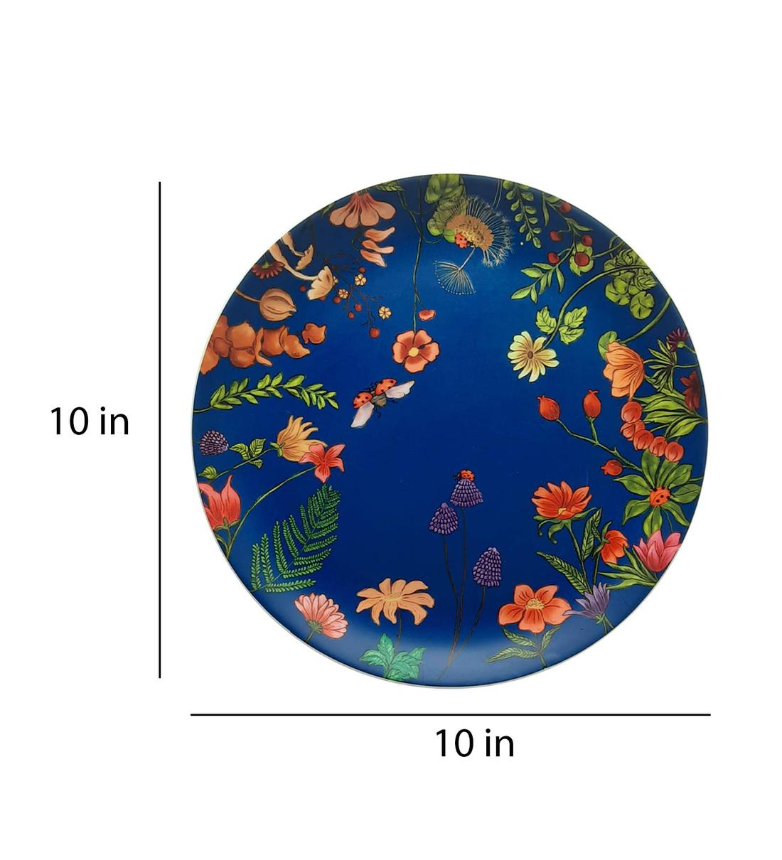 Buy Multicolor Ceramic Floral Bliss Blue Decorative Wall Plate By
