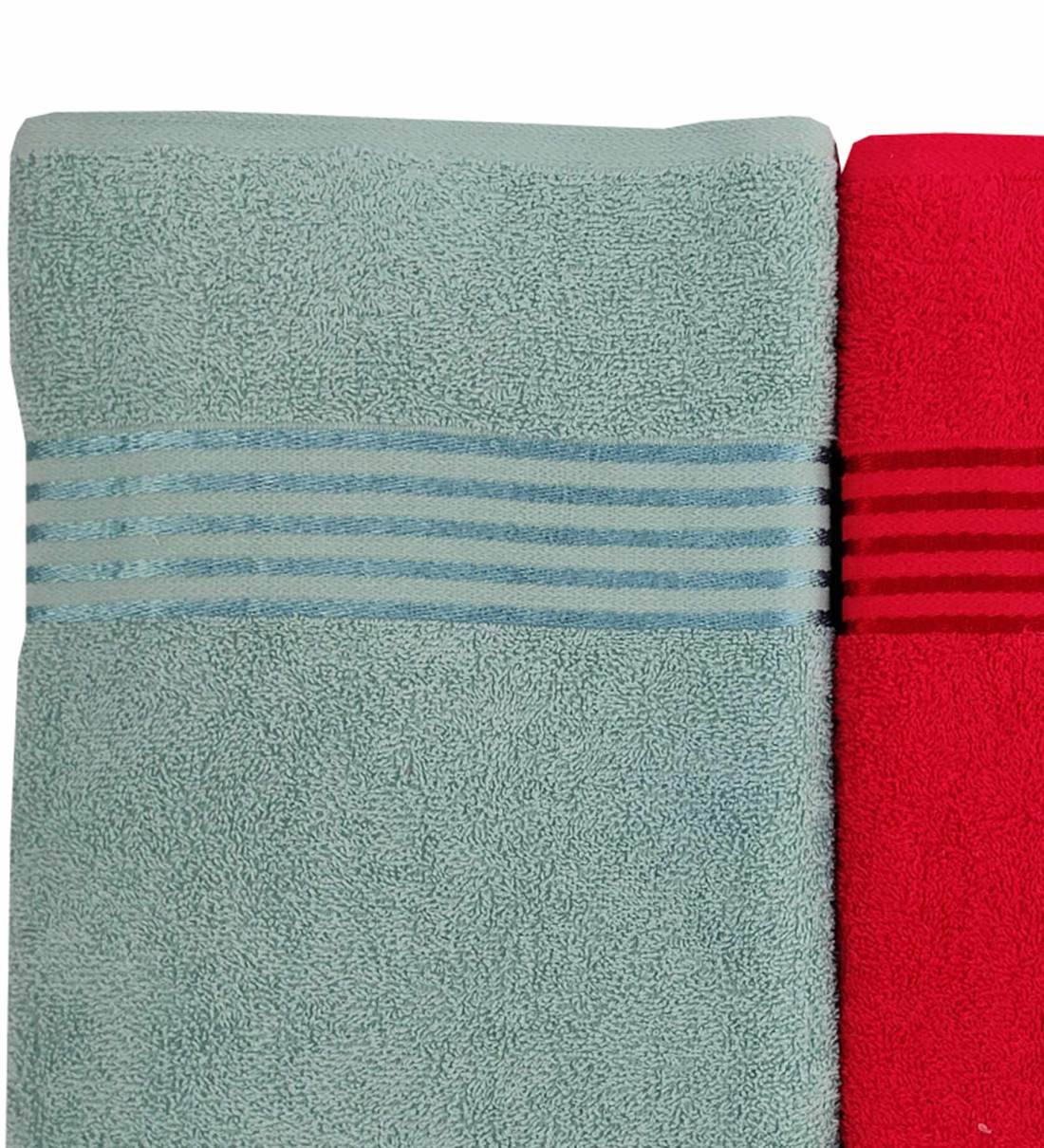 Buy Red Cotton 400 Gsm Bath Towels (Set Of 2) By Cotton Bolls Textile