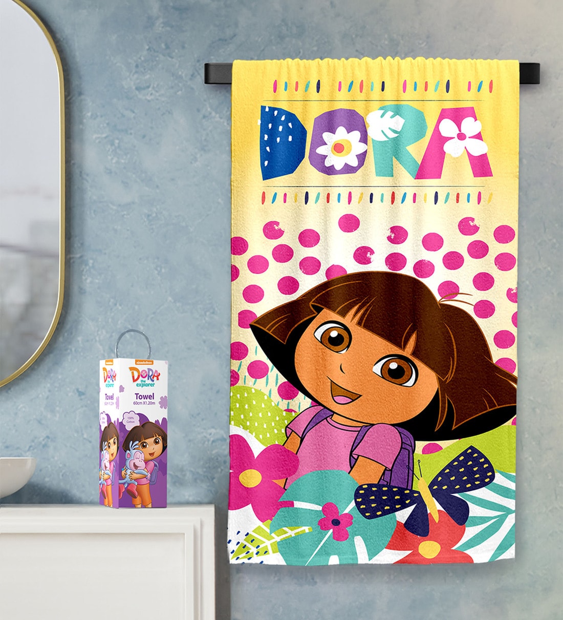 アメキャラ　DORA シーツセット Buy Multicolor Cotton Dora Cotton 400 GSM Bath Towel (1Pc) at 25