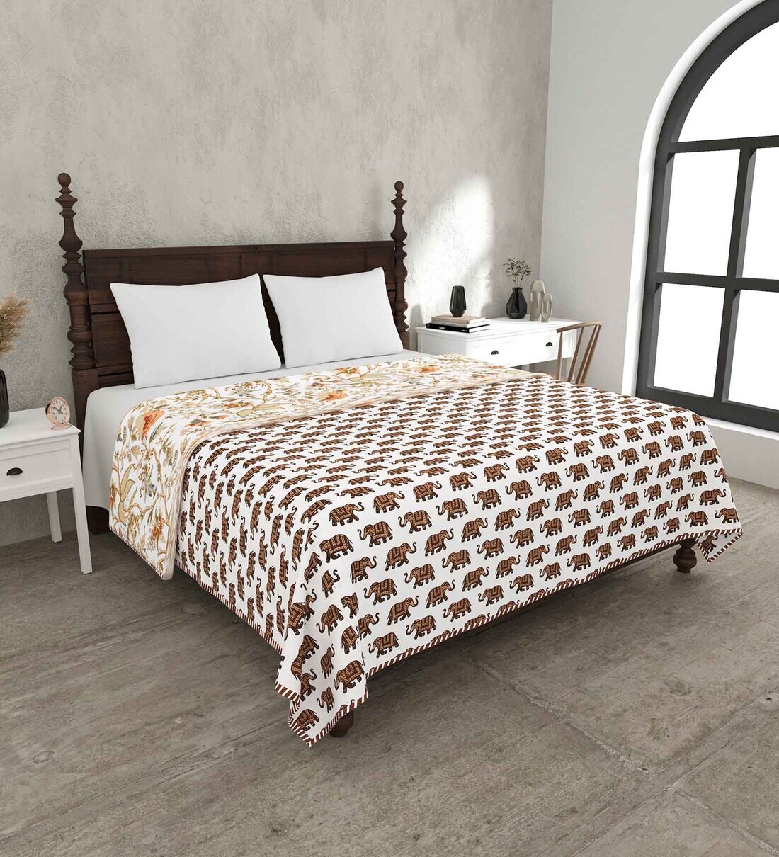 Buy Brown Cotton Traditional 200 GSM Double Bed Dohar by Jaipur Fabric