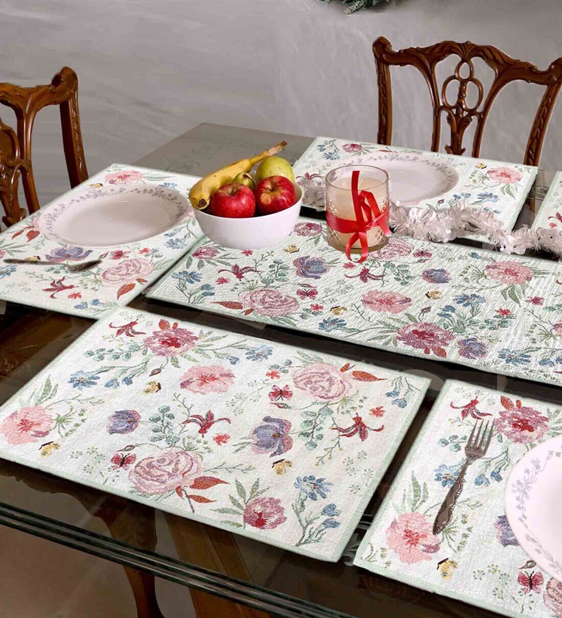 Buy Multicolor Floral Cotton Blend 7 Pcs Table Linen Set by AVI Living