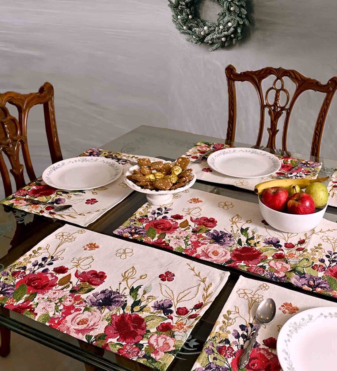 Buy Multicolor Floral Cotton Blend 7 Pcs Table Linen Set by AVI Living