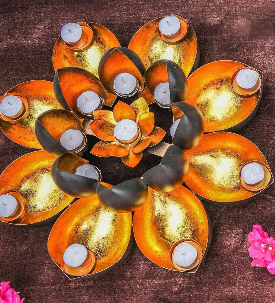 Buy Multicolor Metal Lotus Flower Candle Holder at 24 OFF by Wens