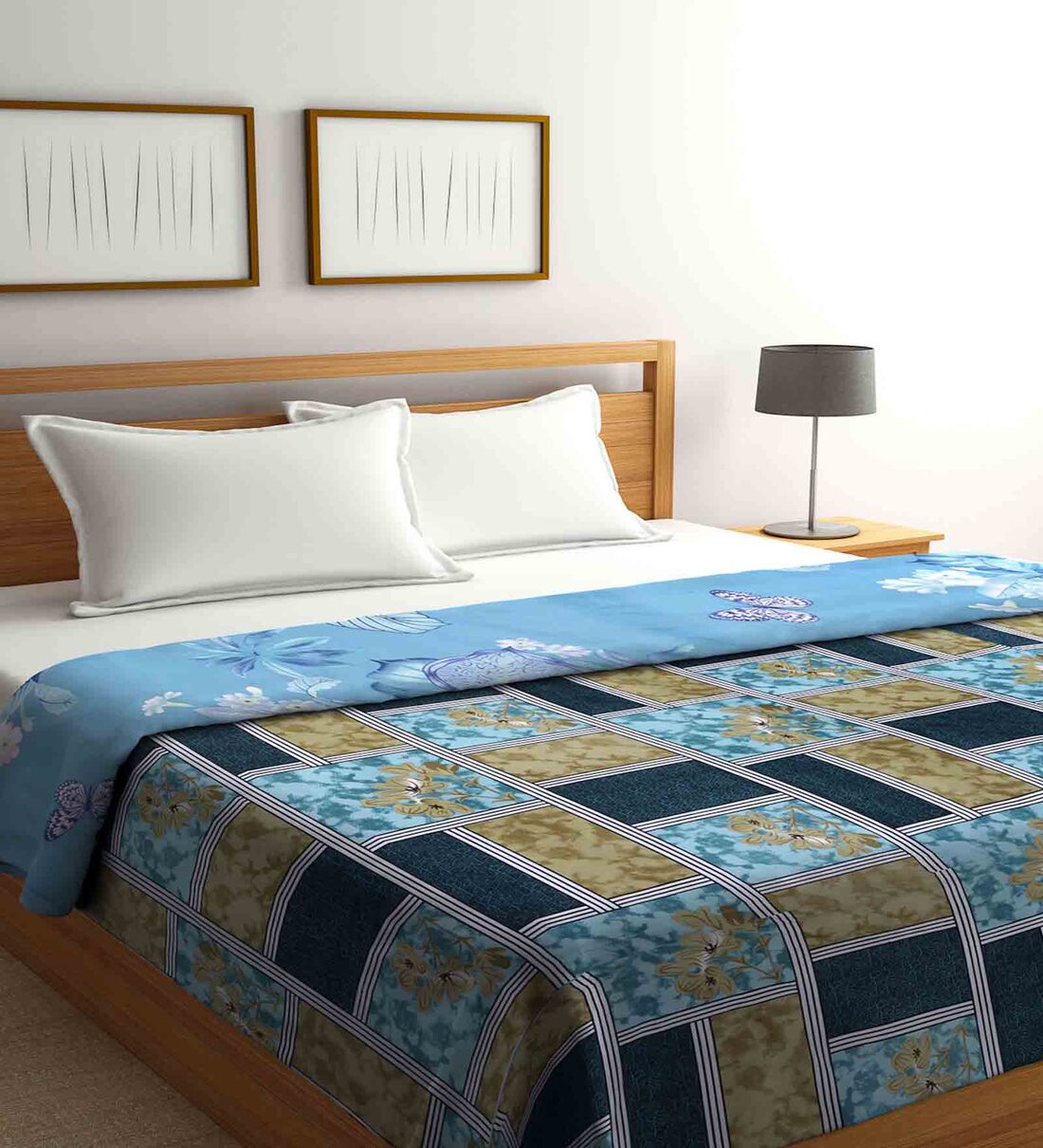 Buy Multicolor Microfiber Geometric 350 GSM Double Bed Comforter by