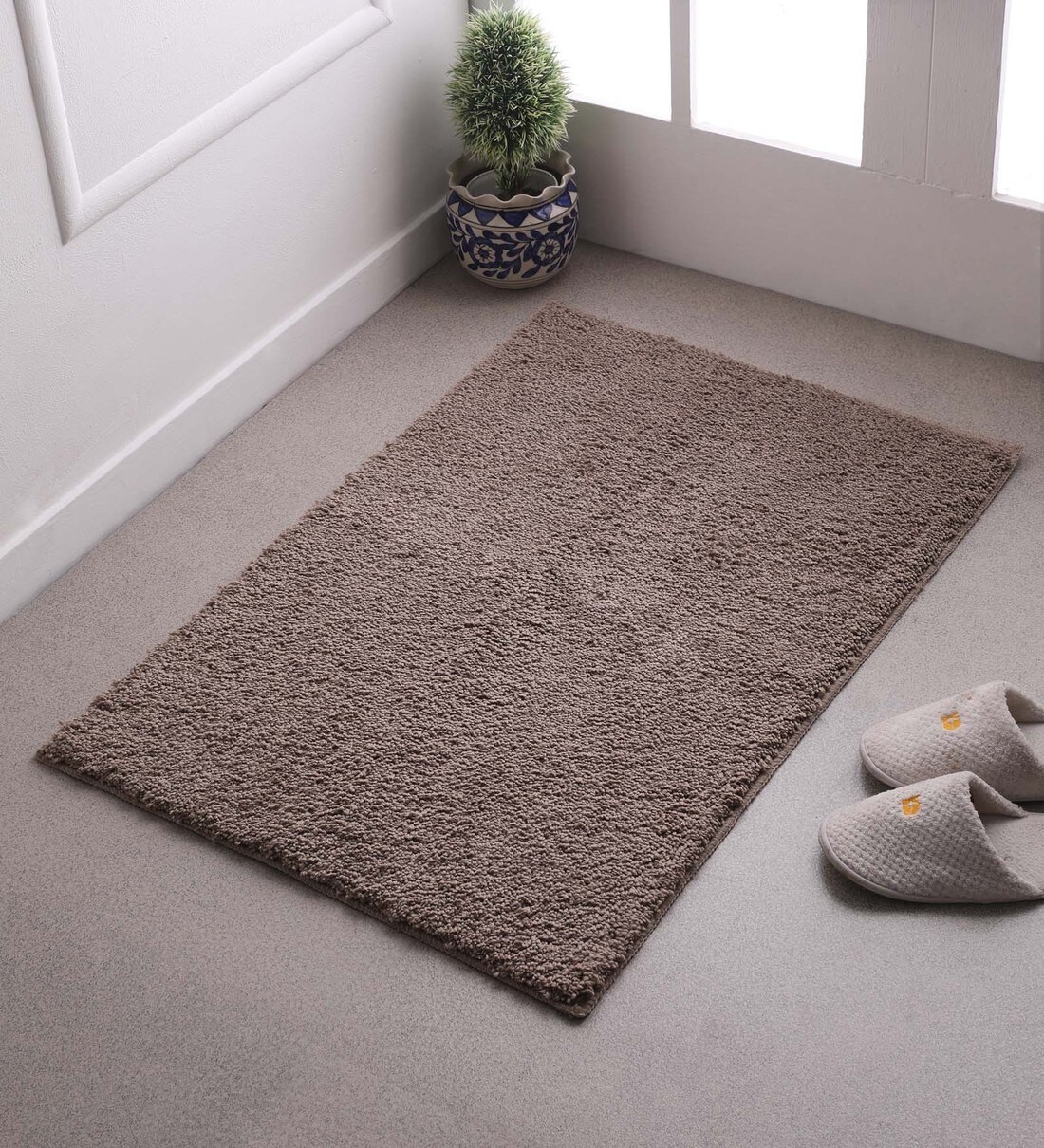 Buy Manhattan Grey Polyester Solid Pattern 2 x 3 Feet AntiSkid Door Mat