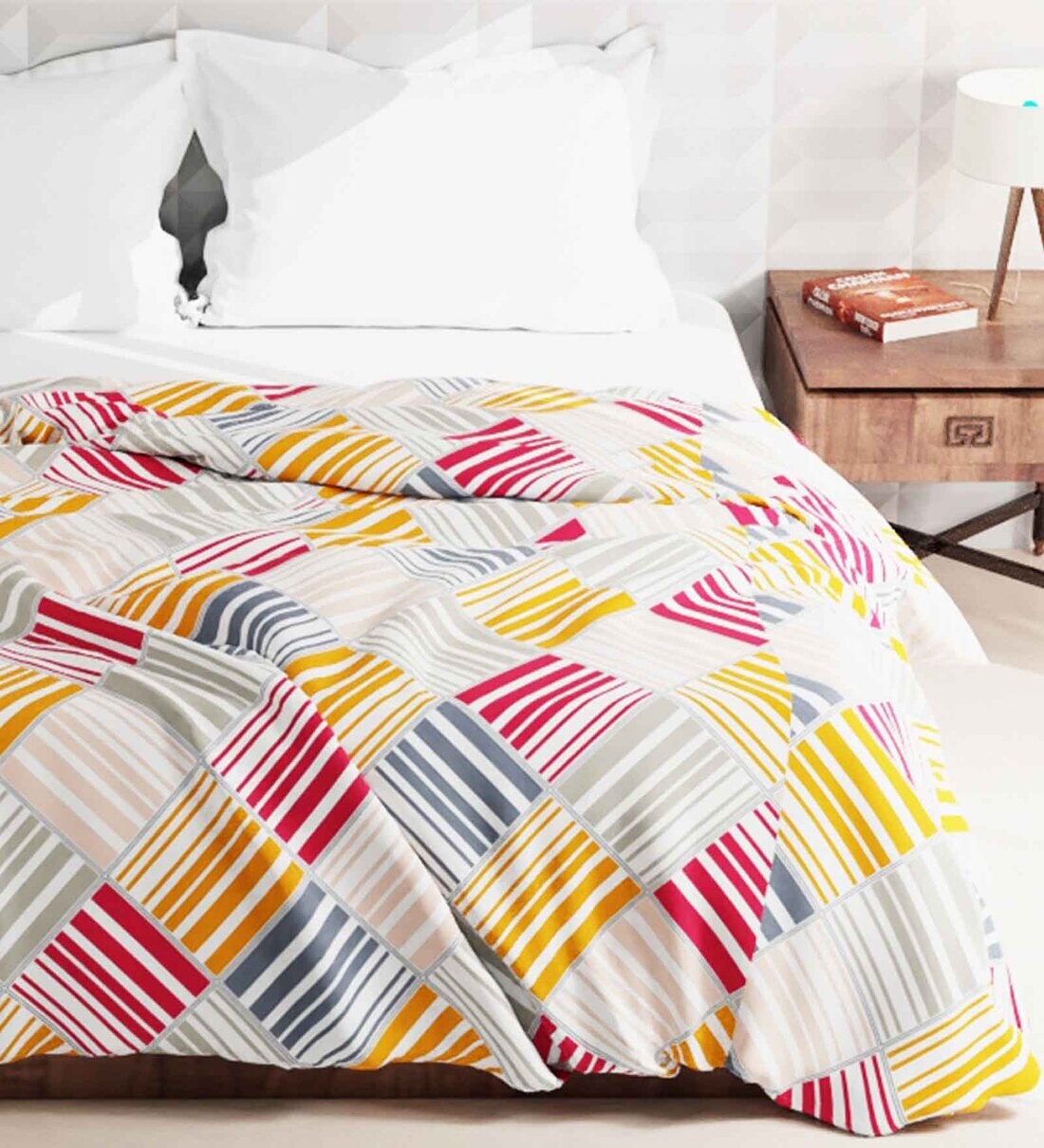 Buy Multicolor Polyester Striped 200 Gsm Double Bed Comforter Rumba