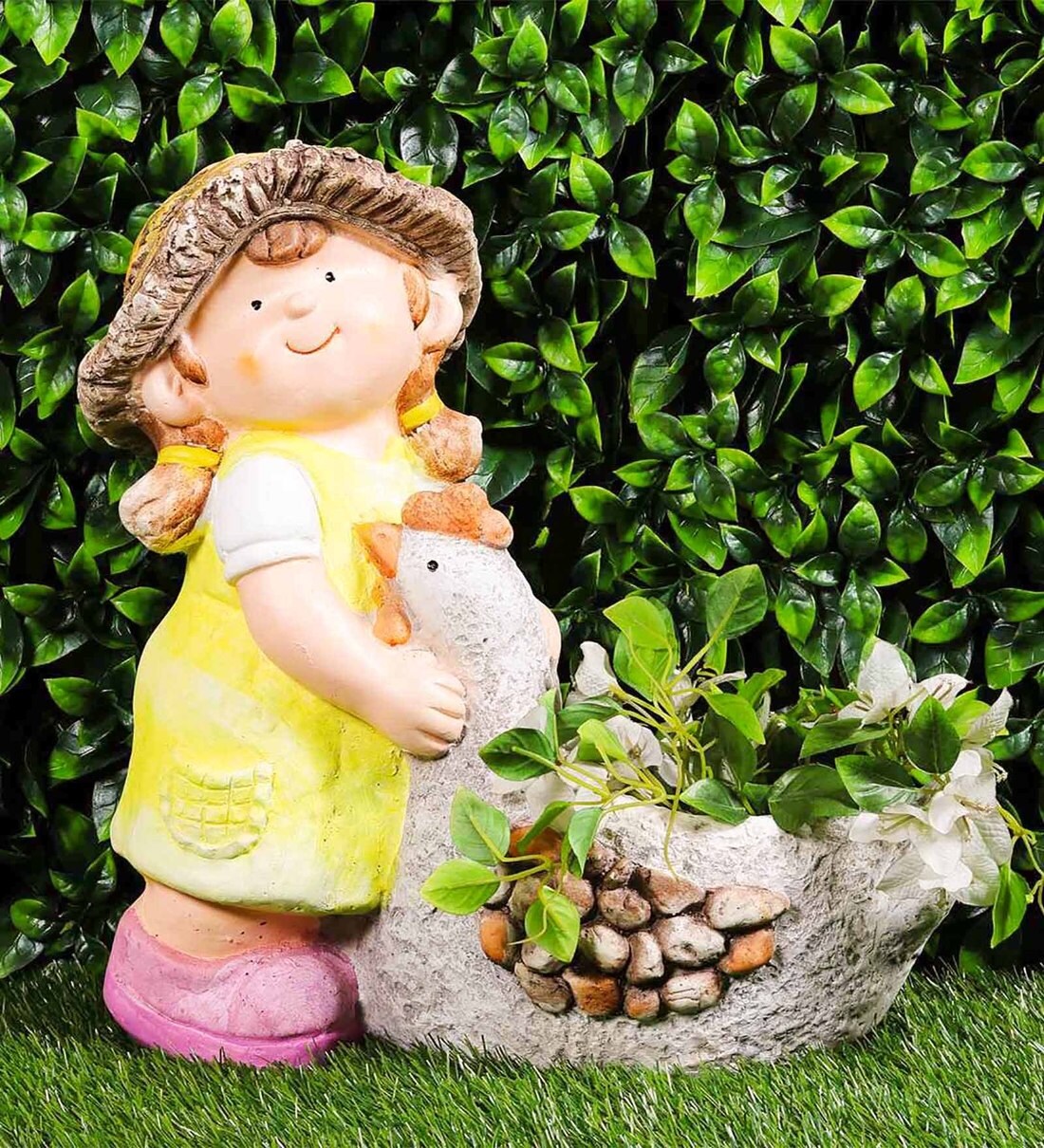 Buy Multicolor Resin Girl With Duck Pot Planter For Home Decor By Wonderland Online Big Planters Pots Planters Home Decor Pepperfry Product