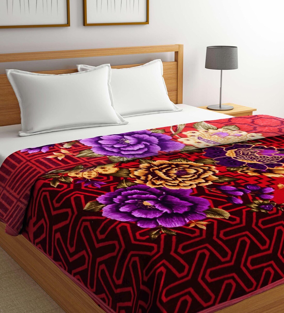 Buy Multicolor Wool Floral 600 GSM Double Bed AC Room Blanket by Klotthe Online Double Bed