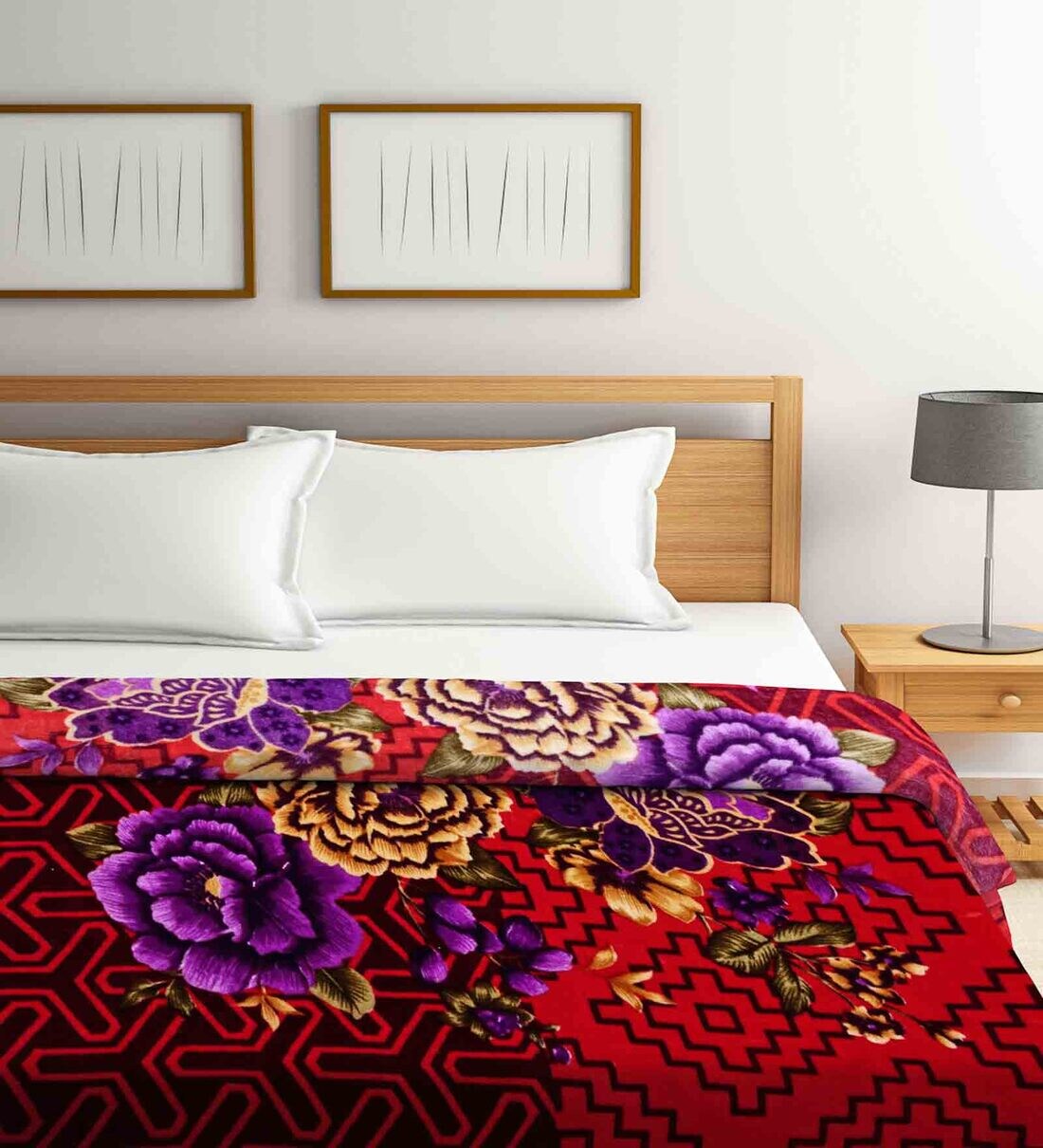 Buy Multicolor Wool Floral 600 GSM Double Bed Blanket by Klotthe Online