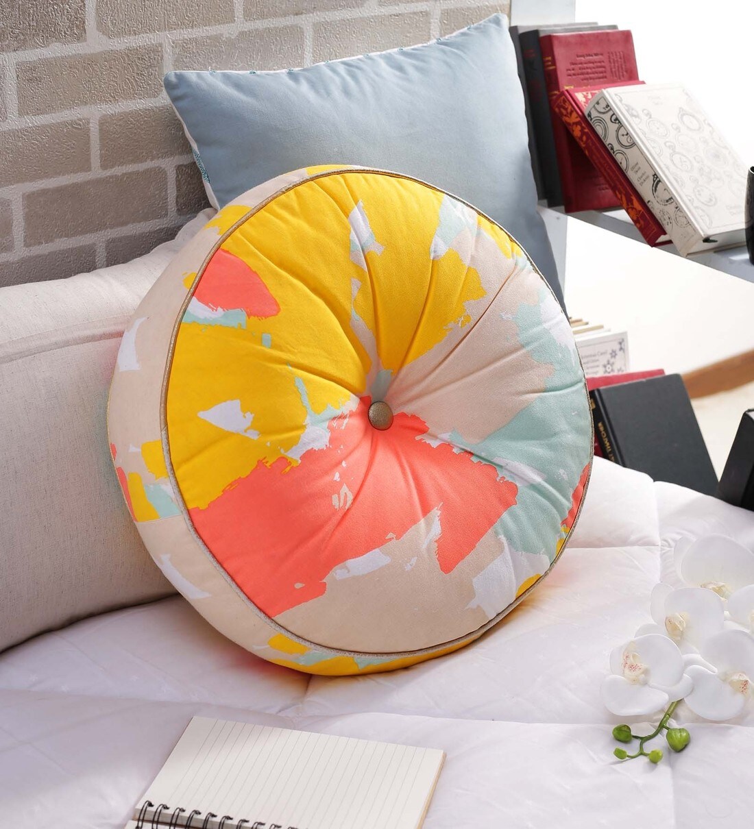 Buy Cotton 18 inch Round Cuddle Cushion by Solaj at 22 OFF by Solaj