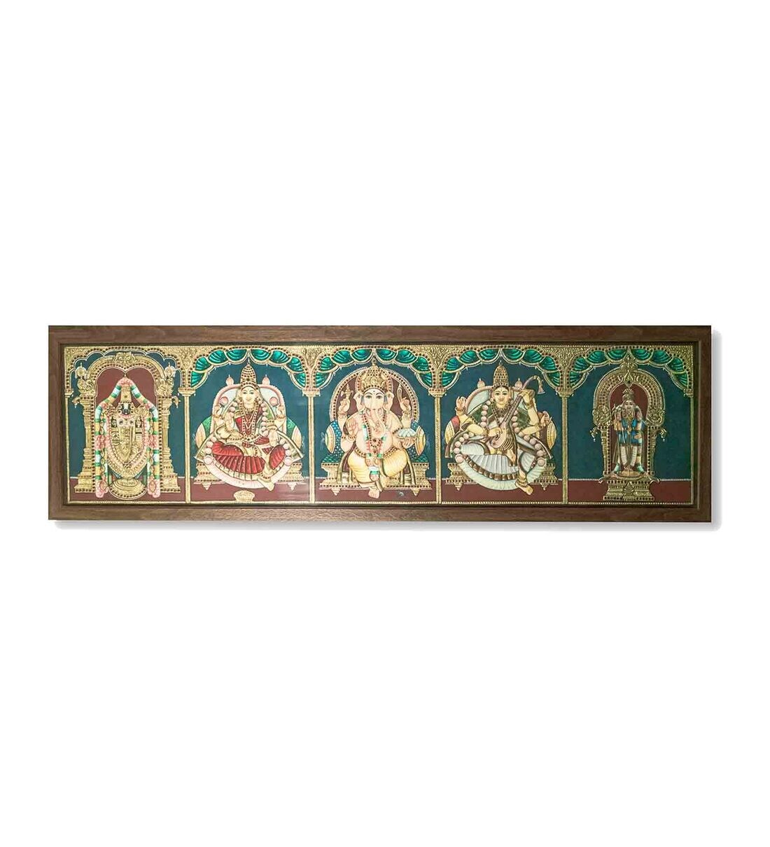 Buy Multicolour 24k Gold Plated 5 God Framed Tanjore Painting by
