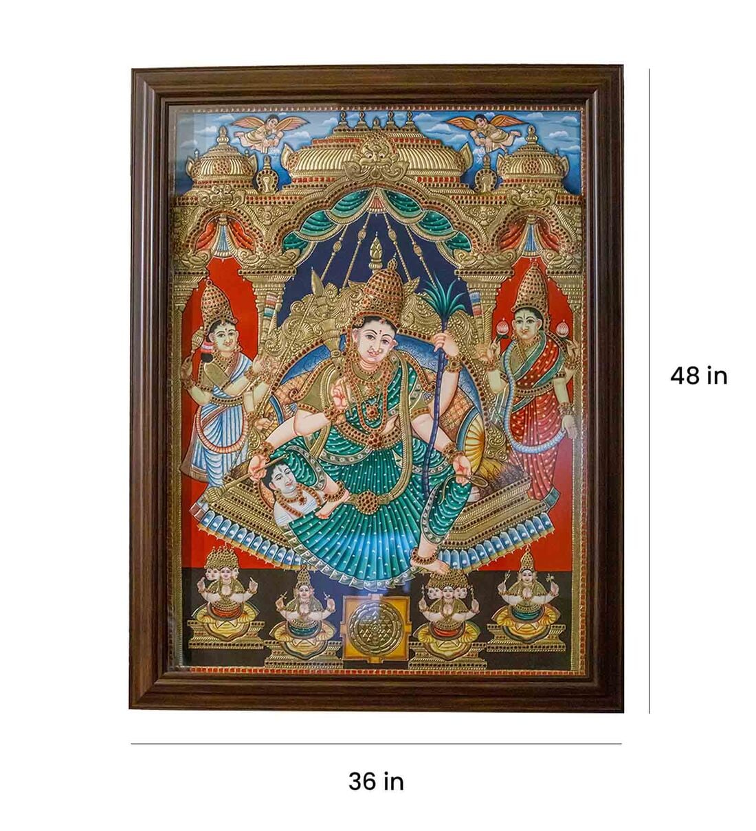 Buy Multicolour 24k Gold Plated Raja Rajeswari Framed Tanjore Painting ...