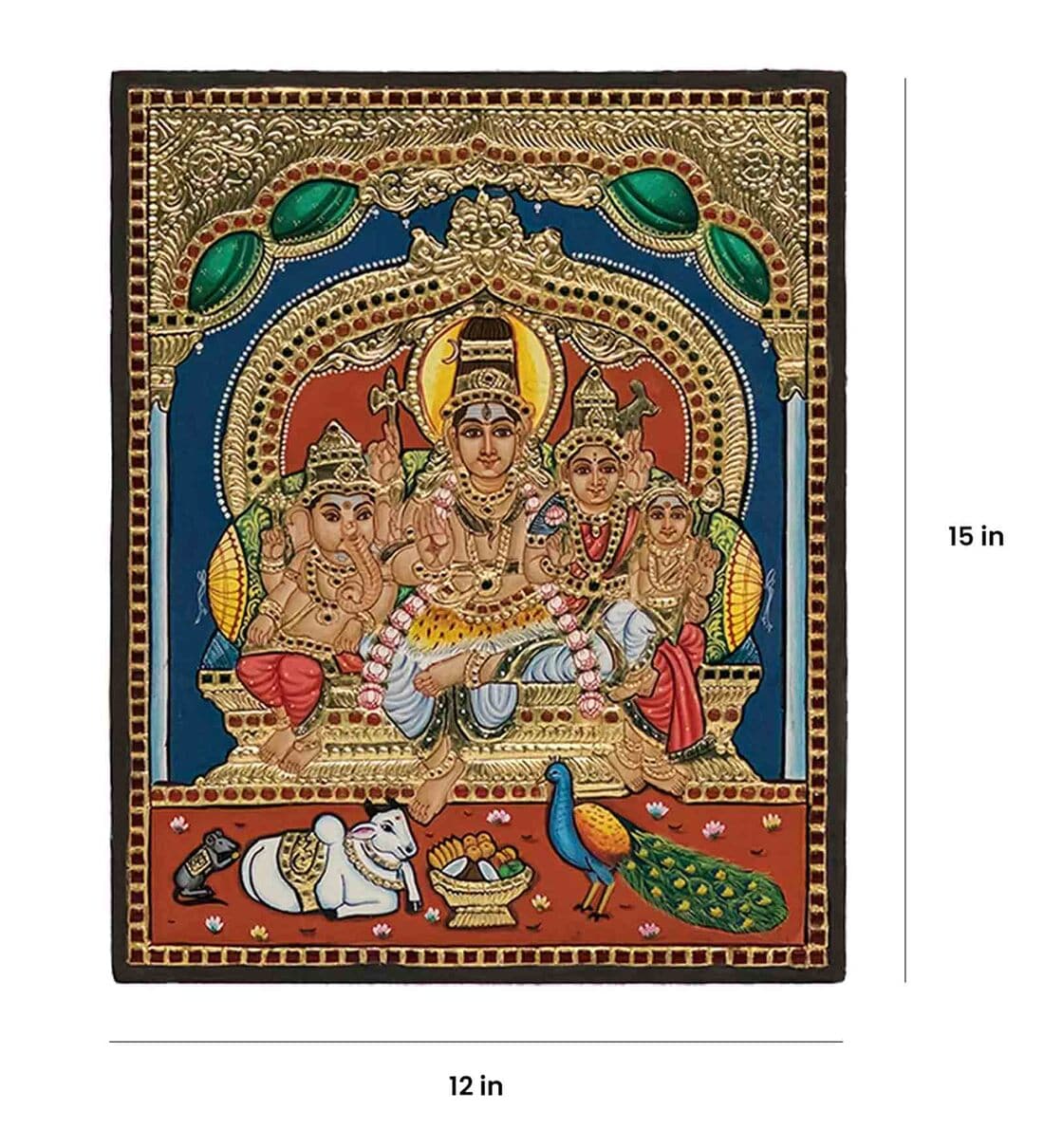 Buy Multicolour 24k Gold Plated Sivan Family Framed Tanjore Painting by