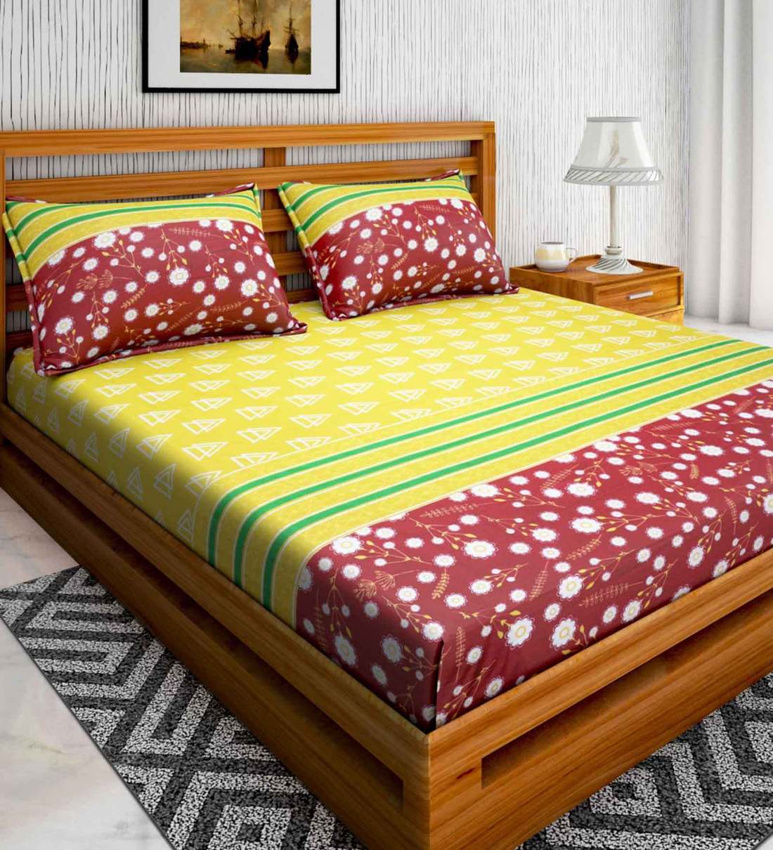 Buy 100 Cotton 104TC Double Bedsheet With 2 Pillow Covers Online Floral Double Bed Sheets
