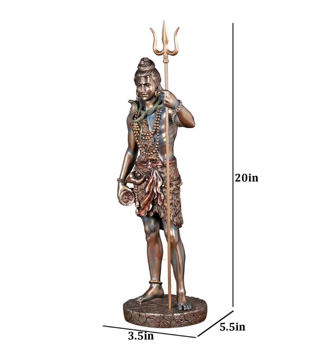 Buy Multicolour Bonded Bronze Lord Shiva Idol Standing Shiv Ji By Ekaa ...