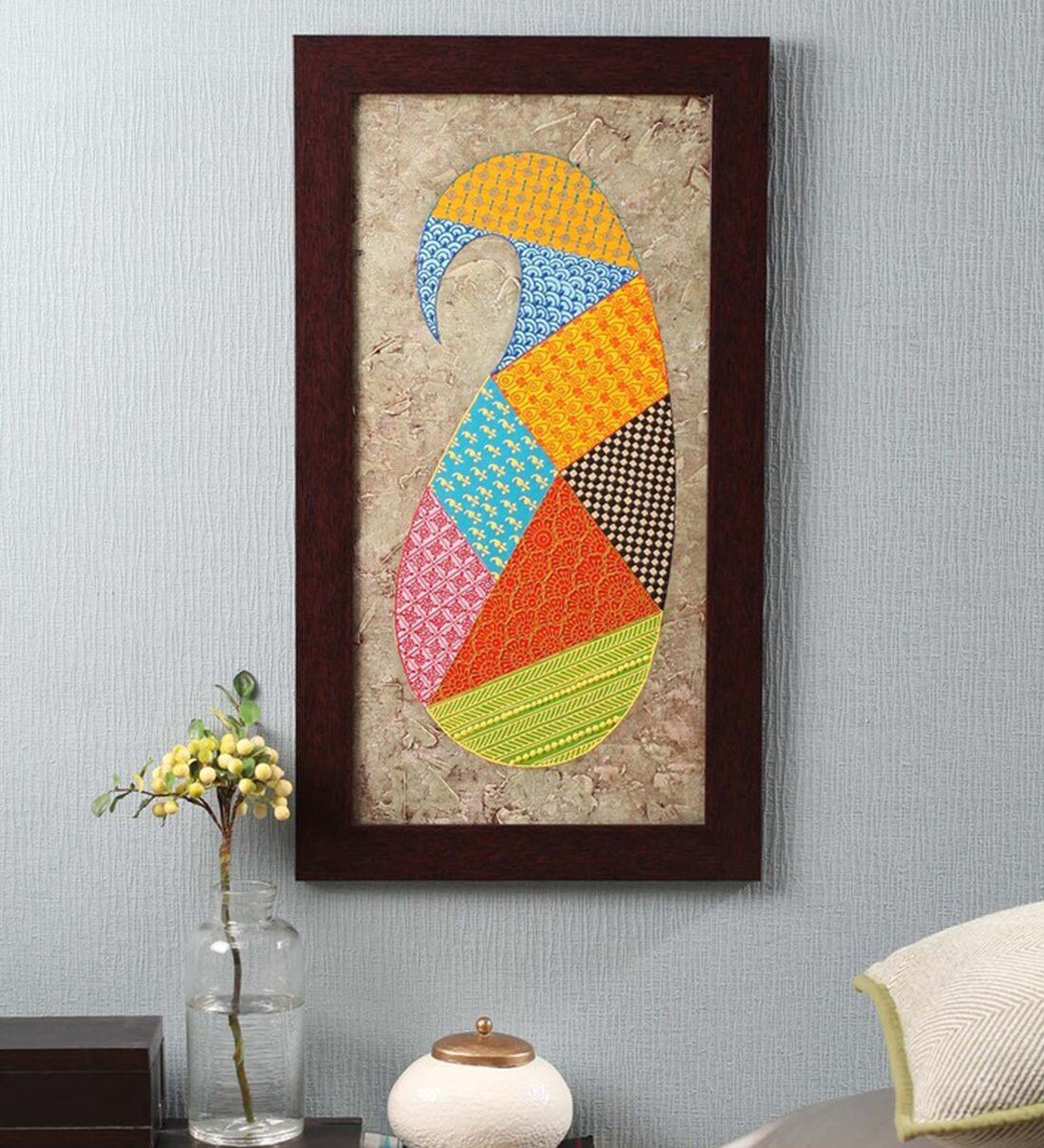 Buy Multicolour Canvas 14 X 0 8 X 25 Inch Paisley Framed Wall Art Painting By Clasicraft Online Paisley Art Ethnic Art Home Decor Pepperfry Product