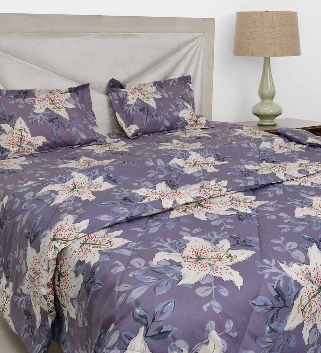 Buy Multicolour Cotton 200 GSM Double Bed Reversible Comforter By Black