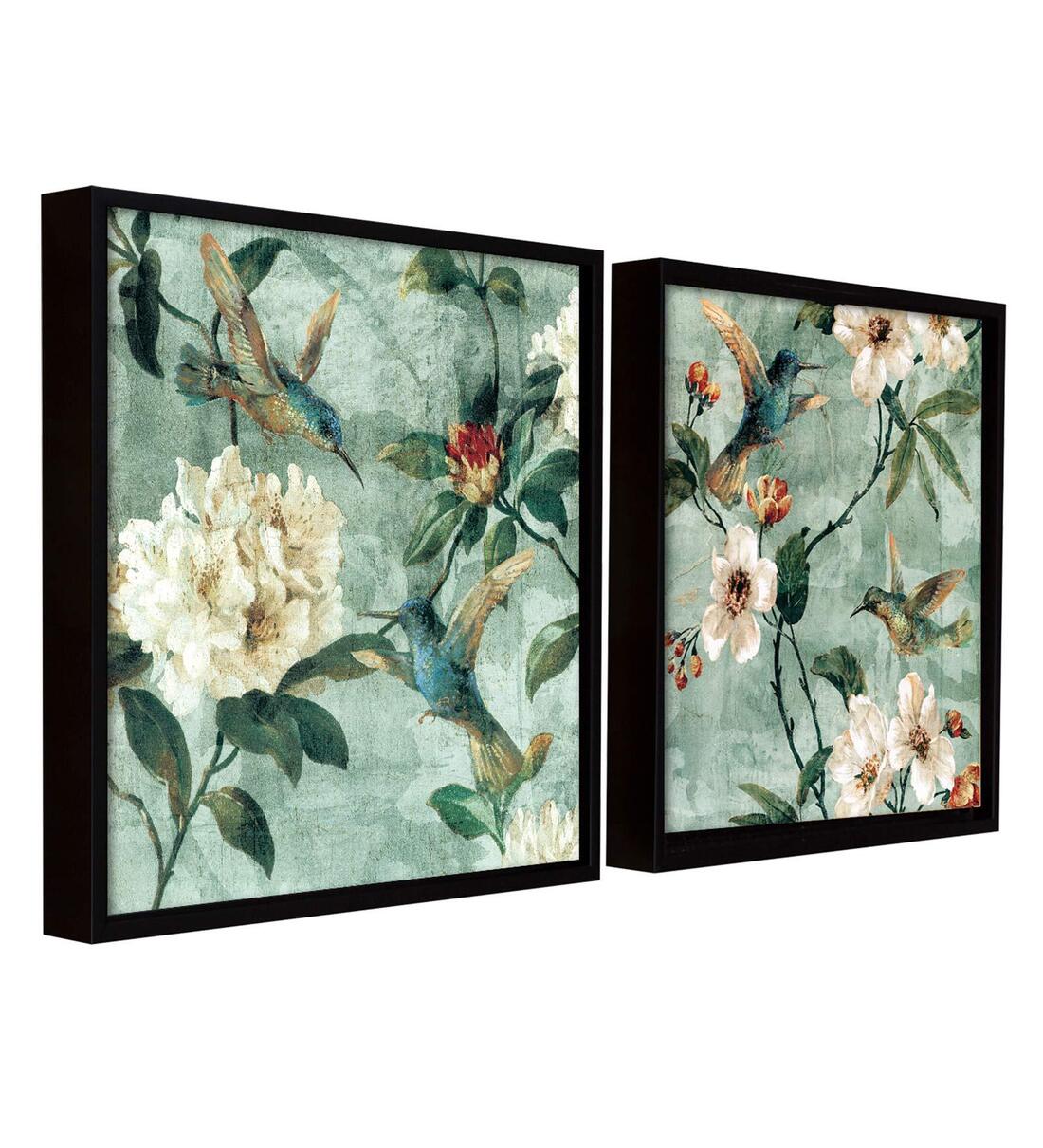 Buy Multicolour Cotton Canvas Floral Art Panels - Set of 2 By Art ...