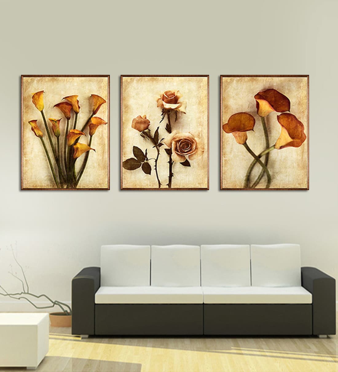 Buy Multicolour Framed Canvas Handmade Acrylic Painting Style Rose ...