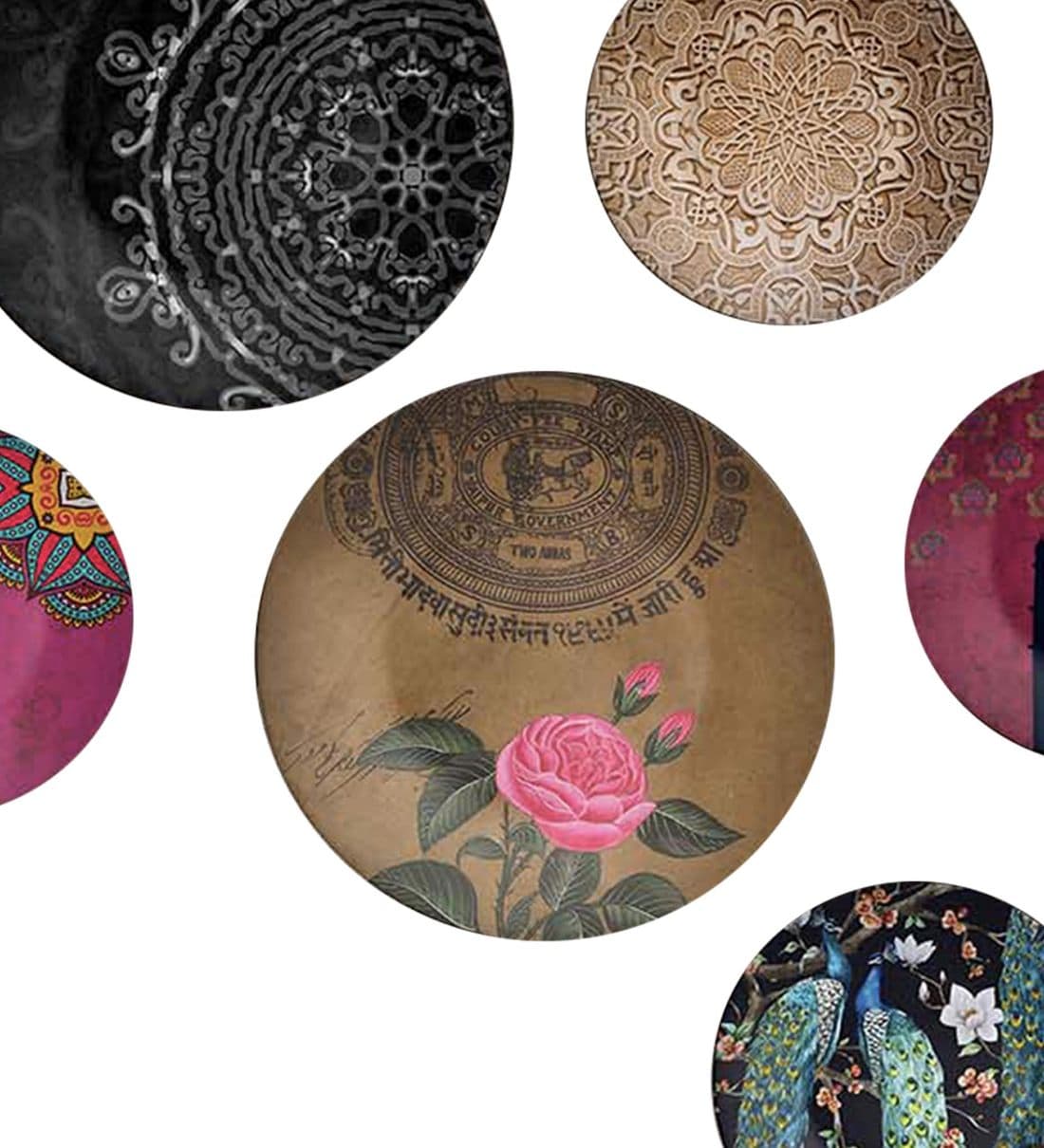 Buy Multicolour Indian Elegant Beauty Decorative Wall Plates Set Of 6