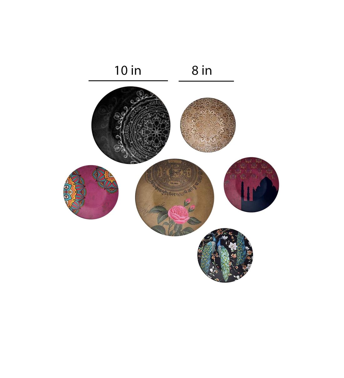 Buy Multicolour Indian Elegant Beauty Decorative Wall Plates Set Of 6