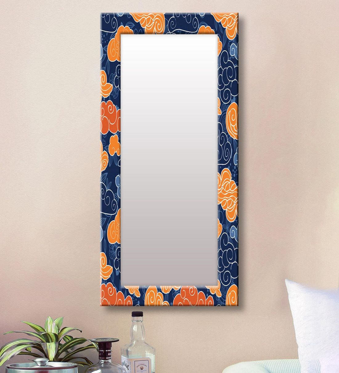 Buy Blue And Orange Engineered Wood Full Length Mirror at 5 OFF by