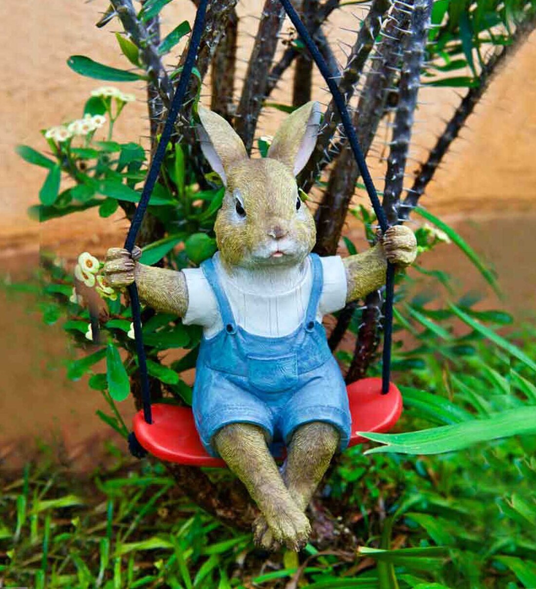Buy Multicolour Polyresin Rabbit On Swing Garden Figurine by Isaaka at ...