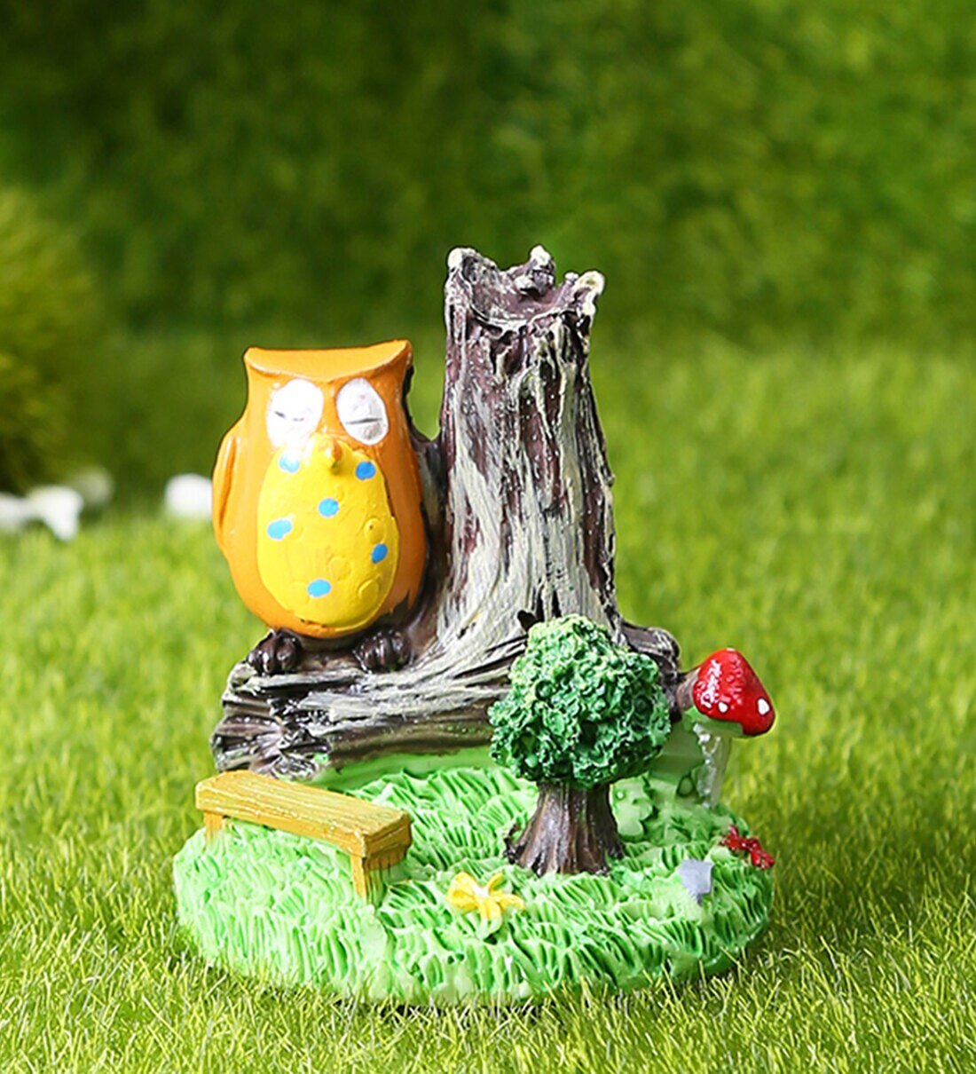 Buy Multicolour Resin Adorable Owls Under a Tree Garden Figurines by