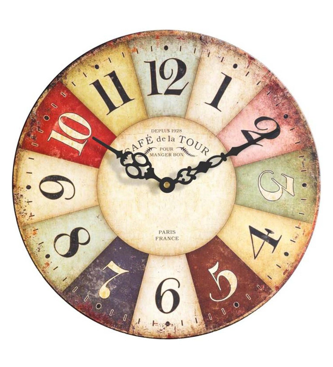 Buy Multicolor Solid Wood Analog Wall Clock by Art Of Jodhpur Online