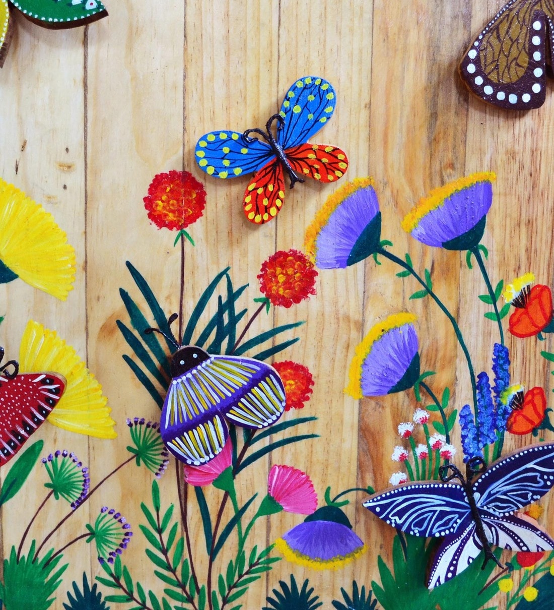 Buy Multicolour Wooden Hand Painted 3D Butterfly Wall Art By Chinhhari
