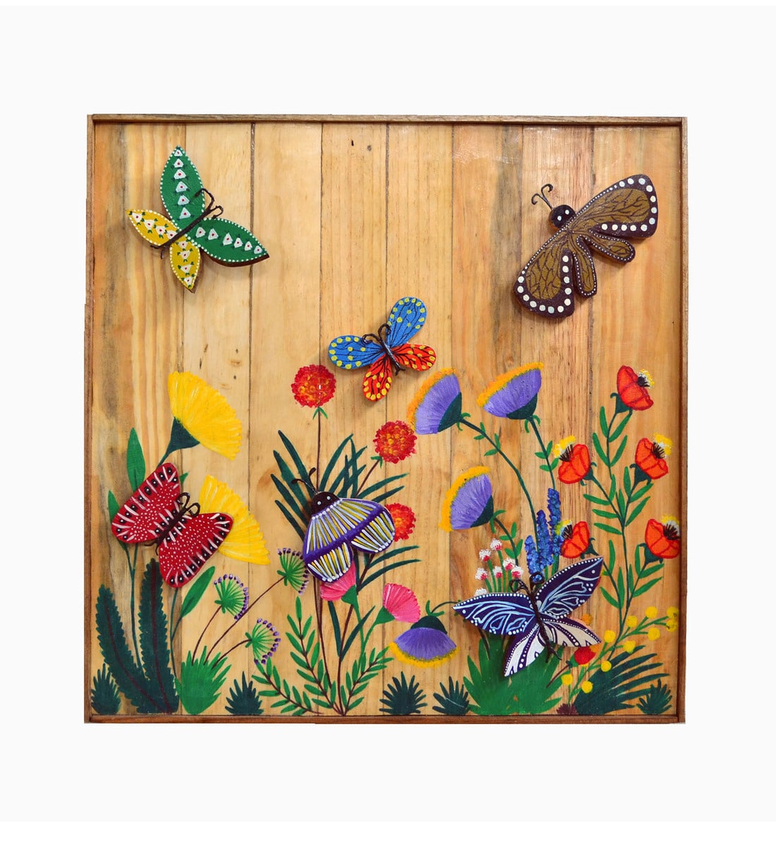 Buy Multicolour Wooden Hand Painted 3D Butterfly Wall Art By Chinhhari