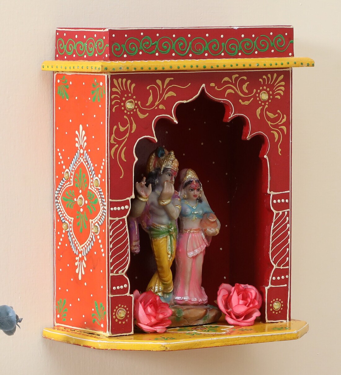 Buy Multicolor Wooden Wall Mounted Mandir Without Door at 30 OFF by