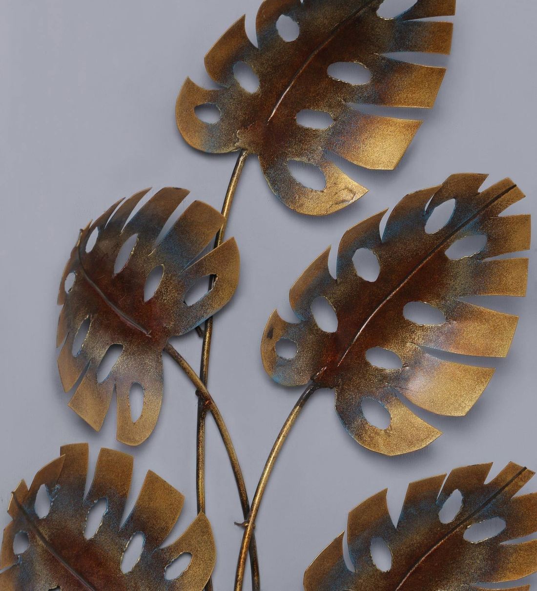 Buy Wrought Iron Big Leaf Wall Art In Copper By Malik Design Online ...