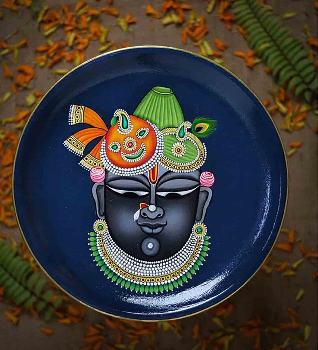 Buy Multicoloured Handpainted MDF Pichwai Wall Plate By Yellow Verandah