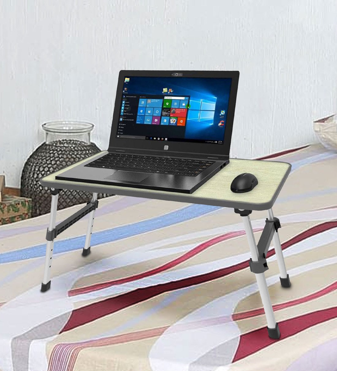 Buy Multipurpose Laptop Table (with Cooling Fan) in Grey Colour by