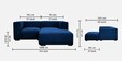 Muebles Velvet LHS Sectional Sofa With Lounger In Blue Colour
